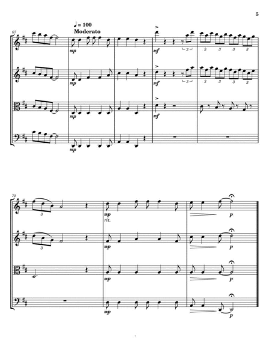 Day-o (the Banana Boat Song) String Quartet scores gallery preview page 5