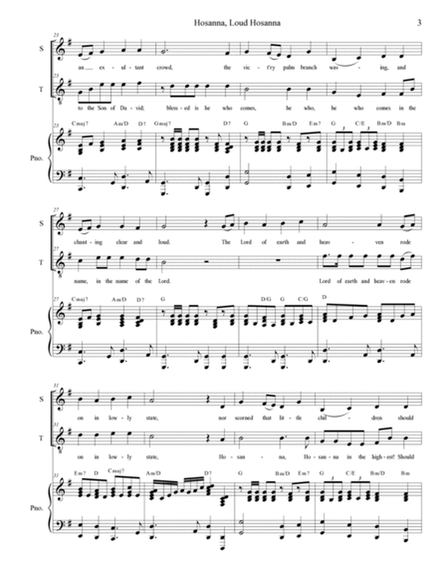 Hosanna, Loud Hosanna (Duet for Soprano and Tenor Solo - Piano accompaniment) image number null