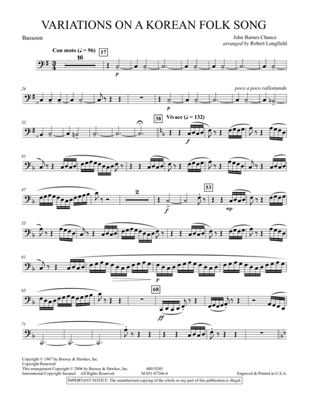 Variations on A Korean Folk Song - Bassoon