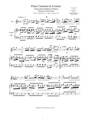 Sarro D - Flute Concerto in A minor for Flute and Cembalo (or Piano) - Score and Part