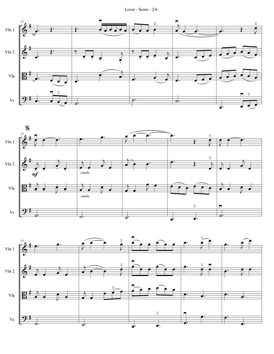 Lover String Quartet scores gallery preview page 4