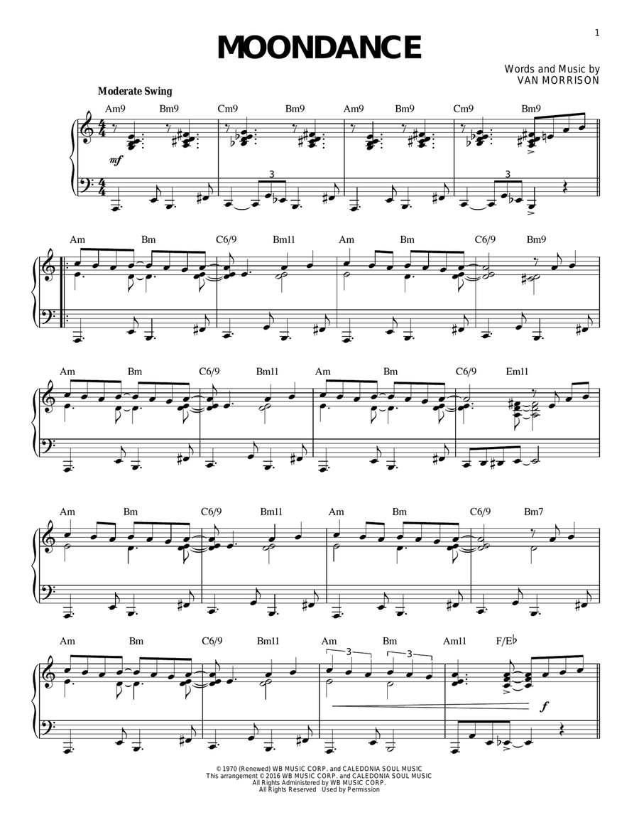 Moondance [Jazz version] (arr. Brent Edstrom) Piano Solo scores gallery preview page 1