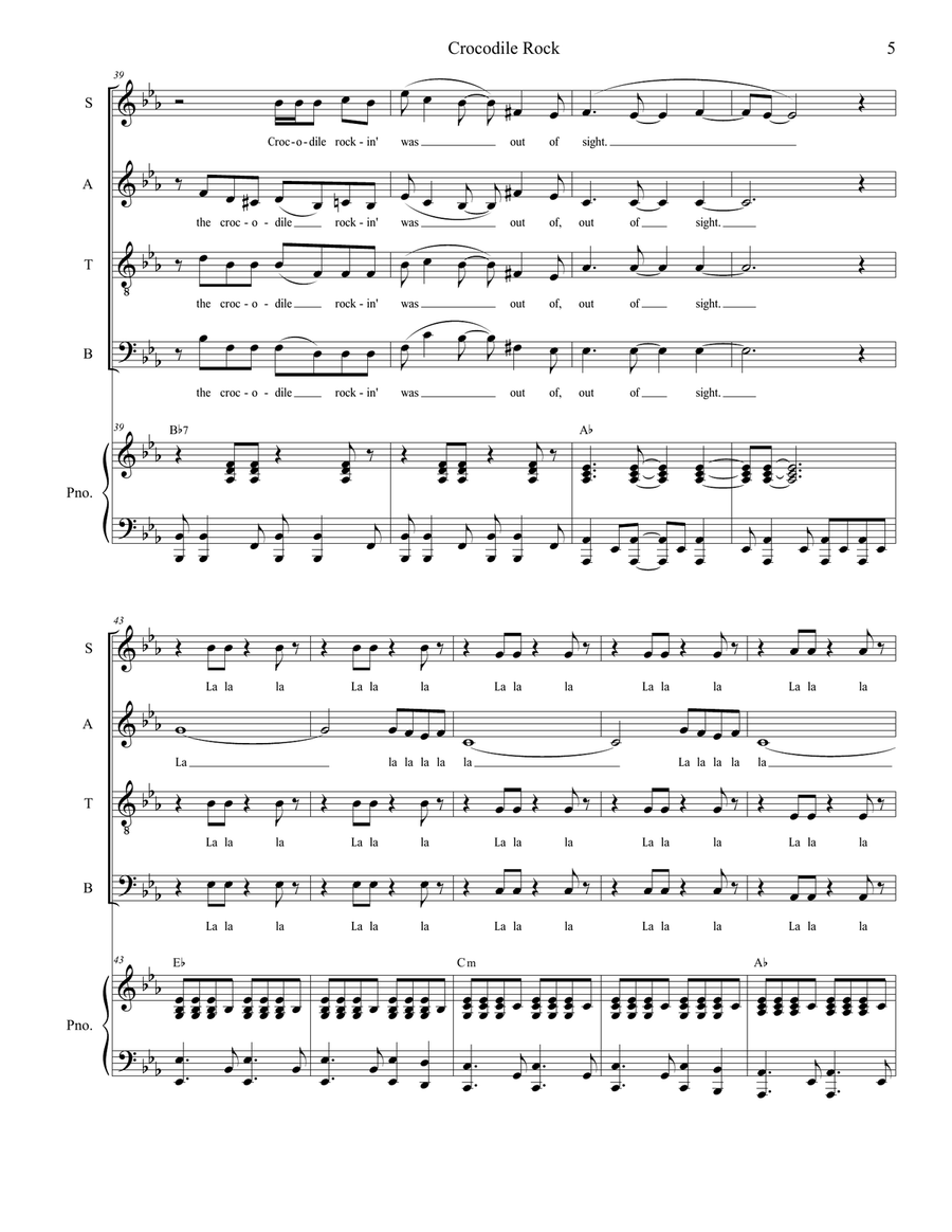Crocodile Rock 4-Part scores gallery preview page 5