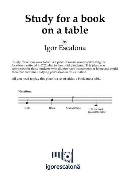 Study for a book on a table - Percussion solo