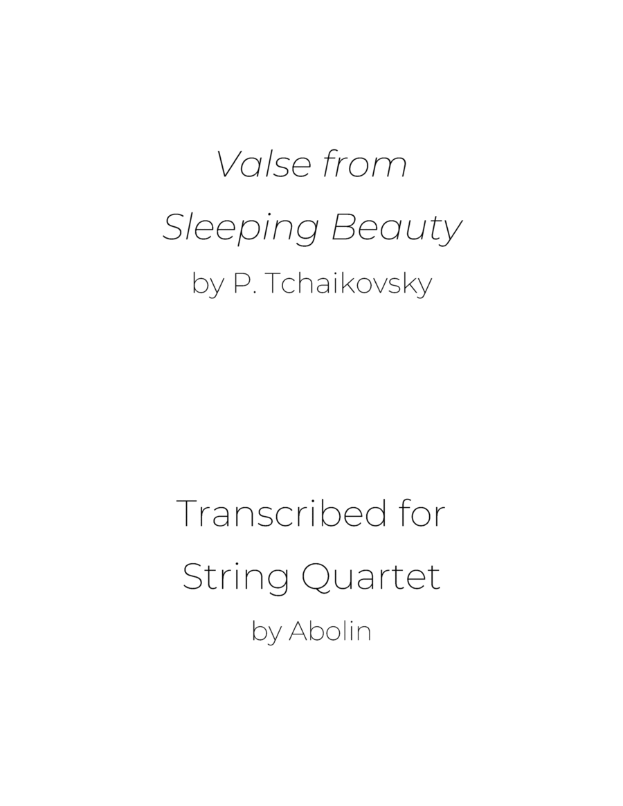 Tchaikovsky: Waltz from The Sleeping Beauty - String Quartet String Quartet - Digital Sheet Music