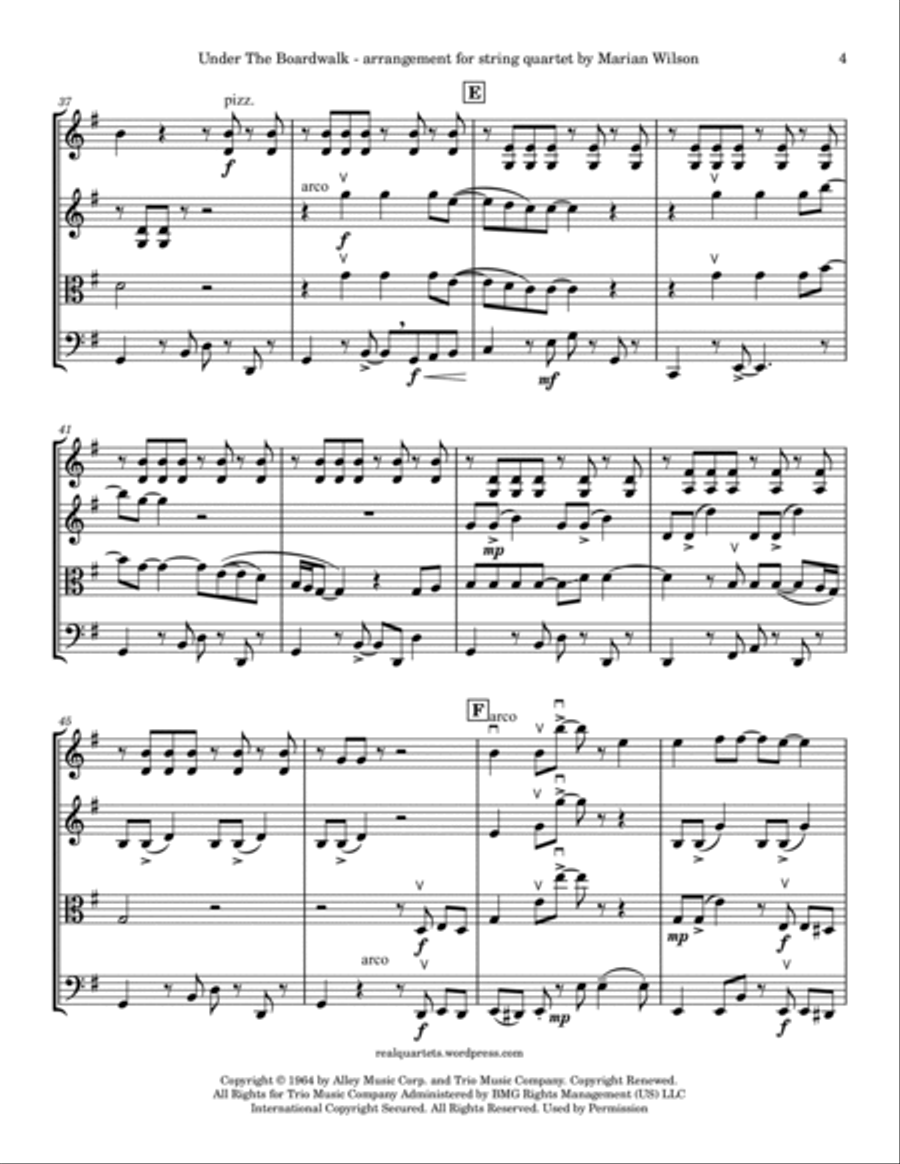 Under The Boardwalk String Quartet scores gallery preview page 4