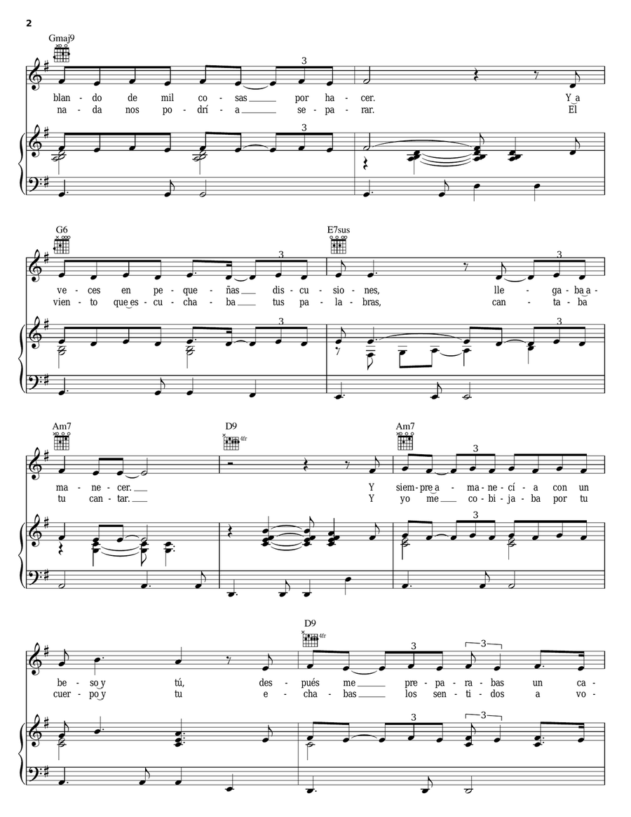 Momentos Piano, Vocal, Guitar scores gallery preview page 2