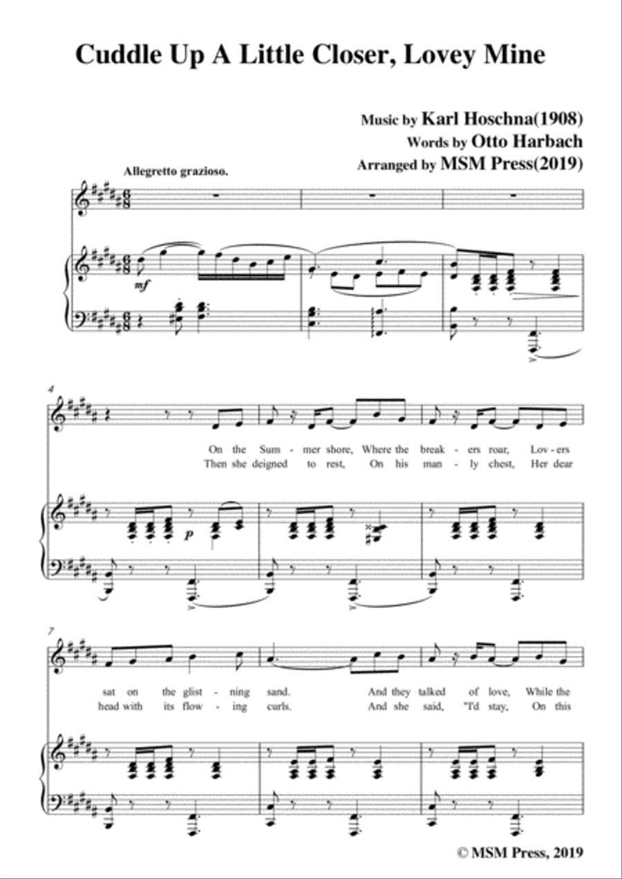 Karl Hoschna-Cuddle Up A Little Closer,Lovey Mine,in B Major,for Voice&Pno Voice scores gallery preview page 3