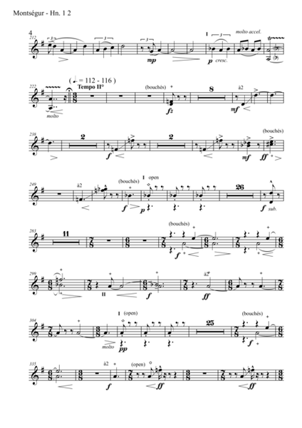 Montsegur, The Cathar Tragedy, symphonic poem for solo trombone and orchestra - set of parts - brasses