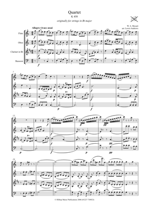 Book cover for Mozart Quartet K 458 arr. Woodwind Quartet