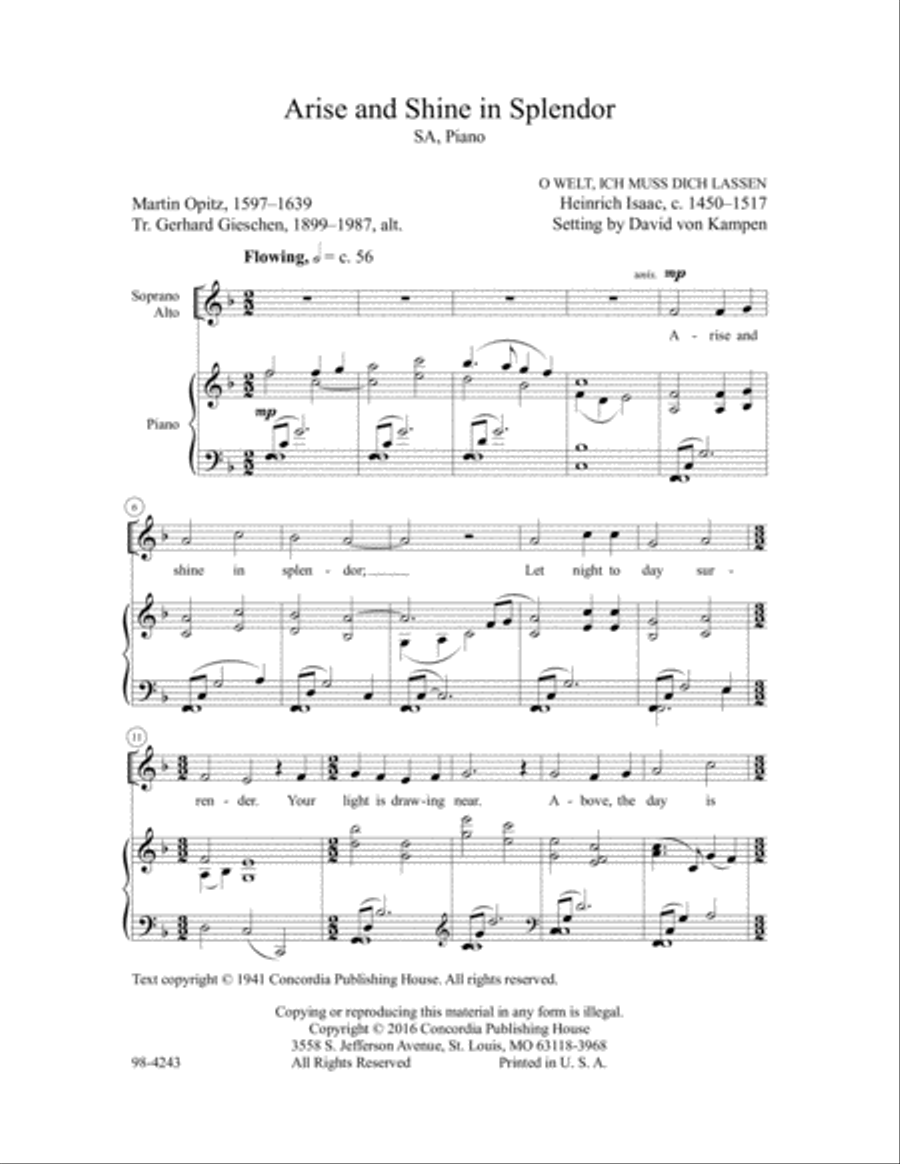 Arise and Shine in Splendor (von Kampen) SA scores gallery preview page 2
