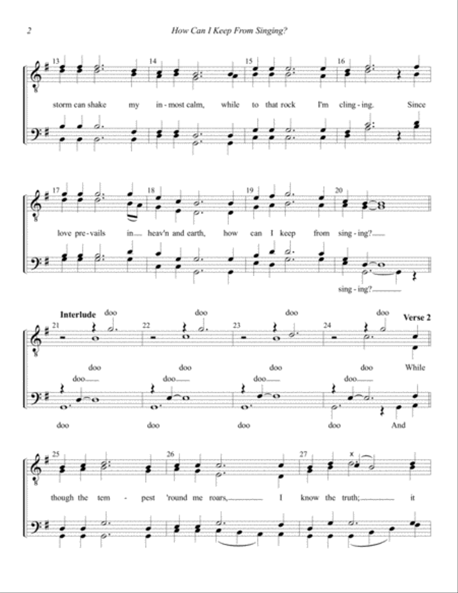 How Can I Keep From Singing? TTBB scores gallery preview page 2