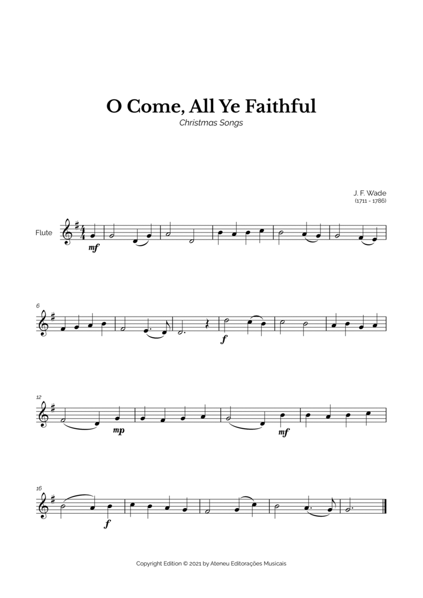 O Come, All Ye Faithful for Easy Flute Solo image number null