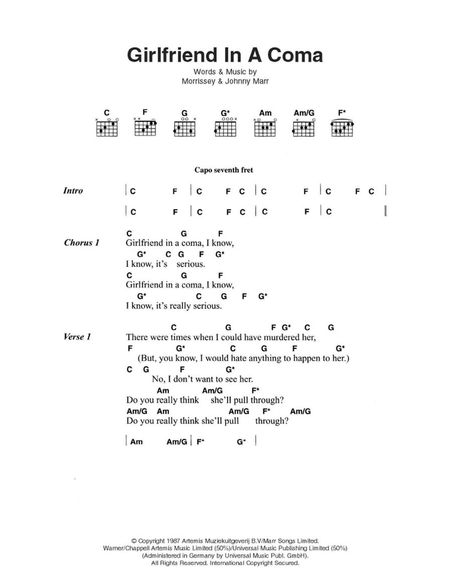 Girlfriend In A Coma Easy Guitar scores gallery preview page 1