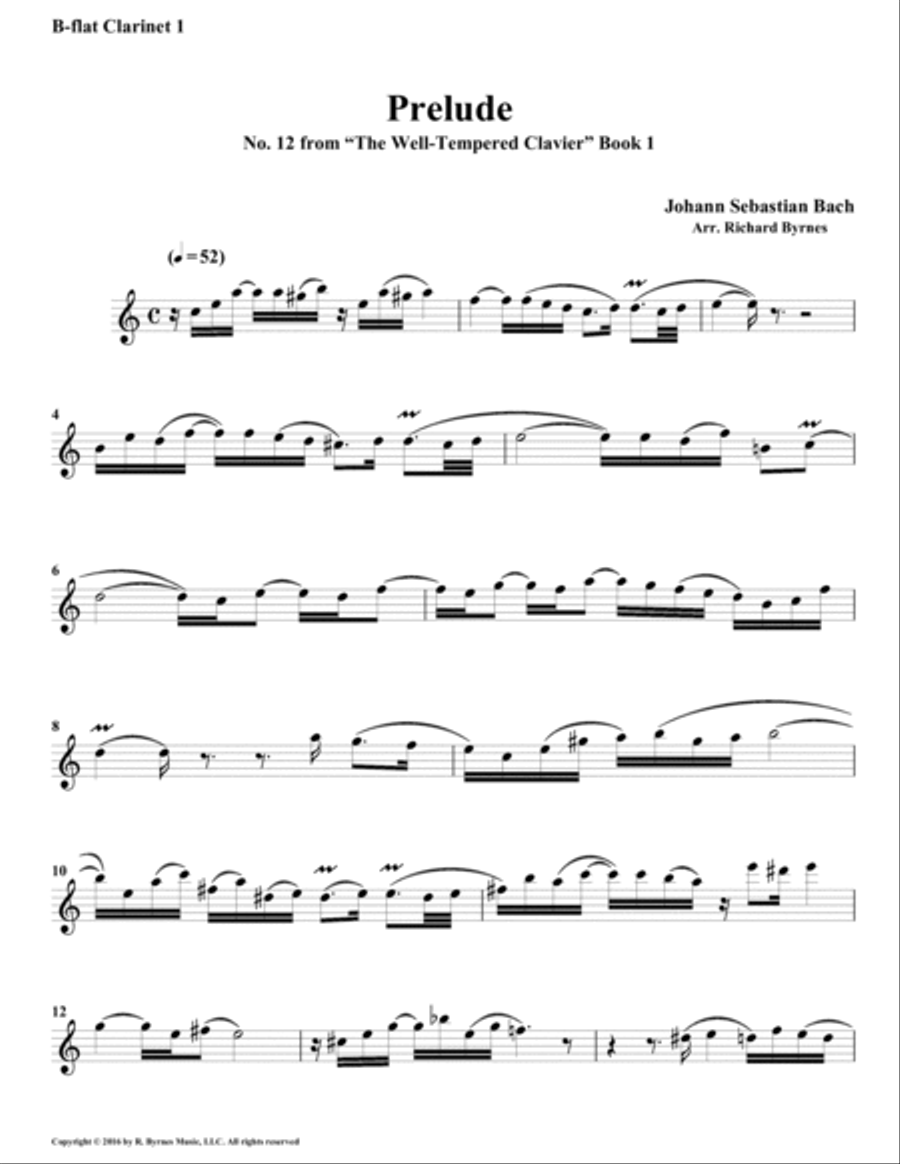 Prelude 12 from Well-Tempered Clavier, Book 1 (Clarinet Quintet) Clarinet Quintet scores gallery preview page 5