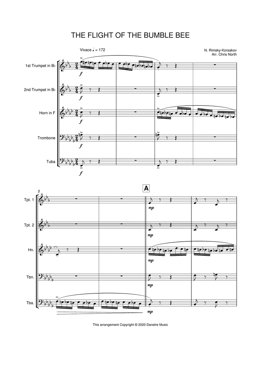 The Flight Of The Bumble Bee (Brass Quintet) Brass Quintet scores gallery preview page 2