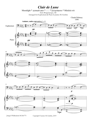 Book cover for Debussy: Claire de Lune for Euphonium & Piano