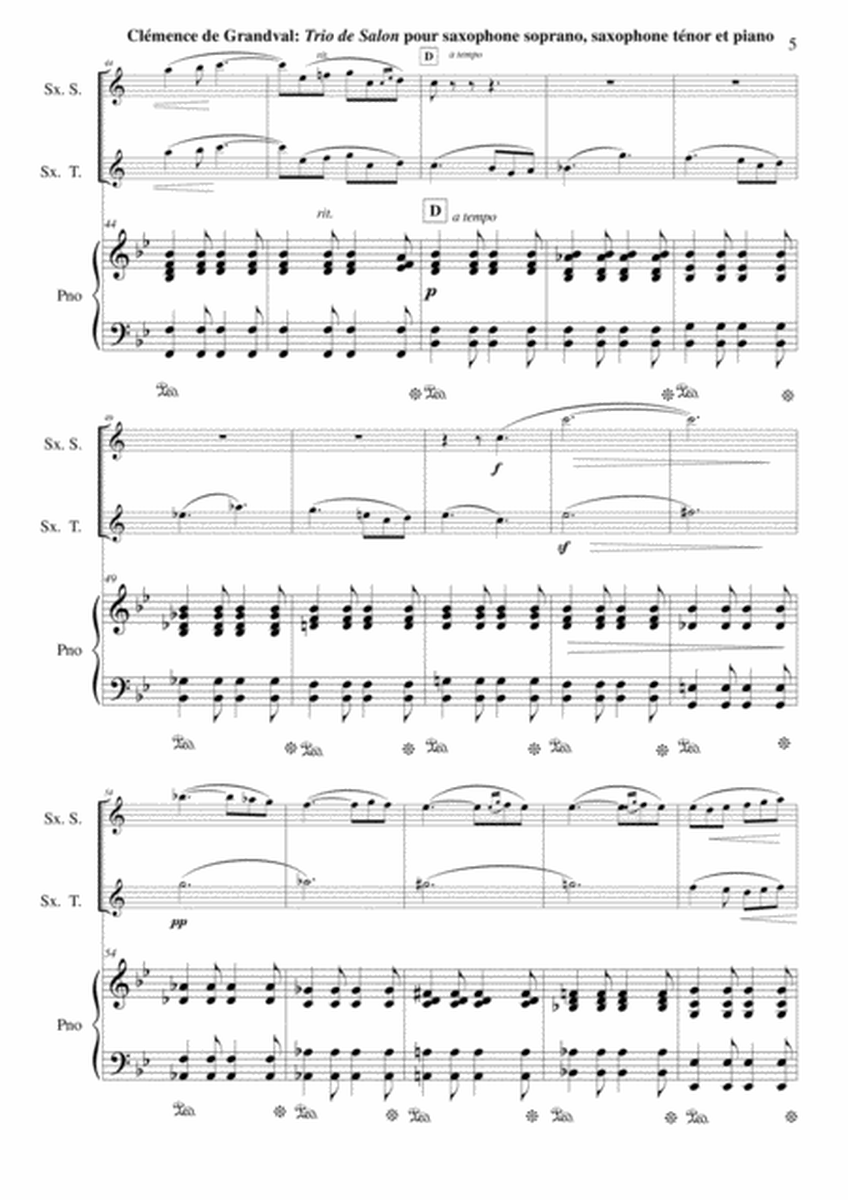 Clémence de Grandval: Trio de Salon, Opus 8 arranged for Bb soprano saxophone, Bb tenor saxophone an