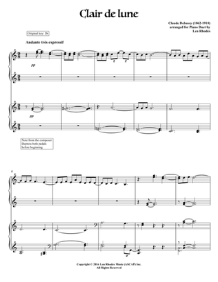 Debussy - Clair de Lune, for Piano Duet