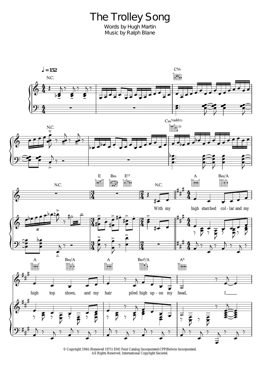 The Trolley Song (from 'Meet Me In St. Louis') Piano, Vocal scores gallery preview page 1