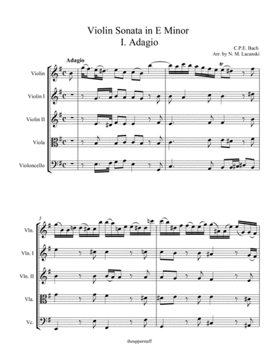 Sonata in E Minor for Violin and String Quartet I. Adagio