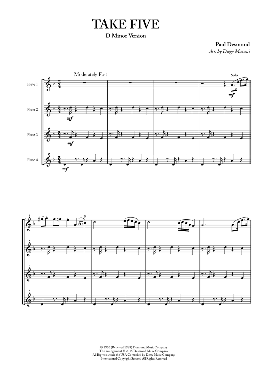 Take Five Woodwind Quartet scores gallery preview page 3