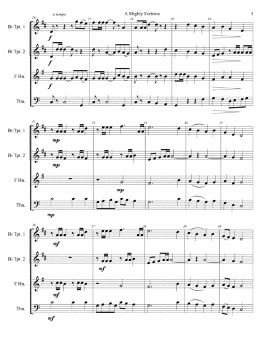 A Mighty Fortress: Fanfare and Chorale on Luther's Theme (Brass Quartet) Brass Quartet scores gallery preview page 6