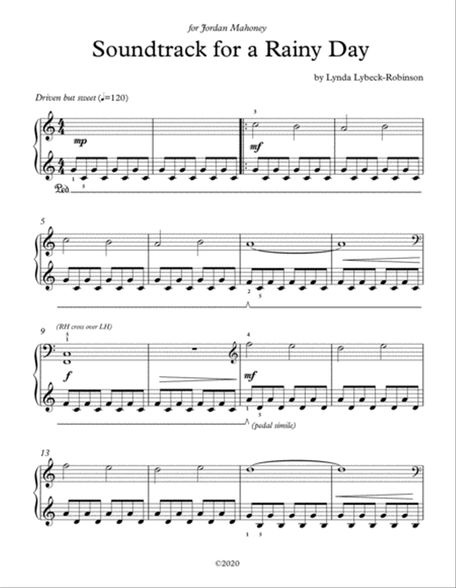 Soundtrack for a Rainy Day Piano Solo scores gallery preview page 1