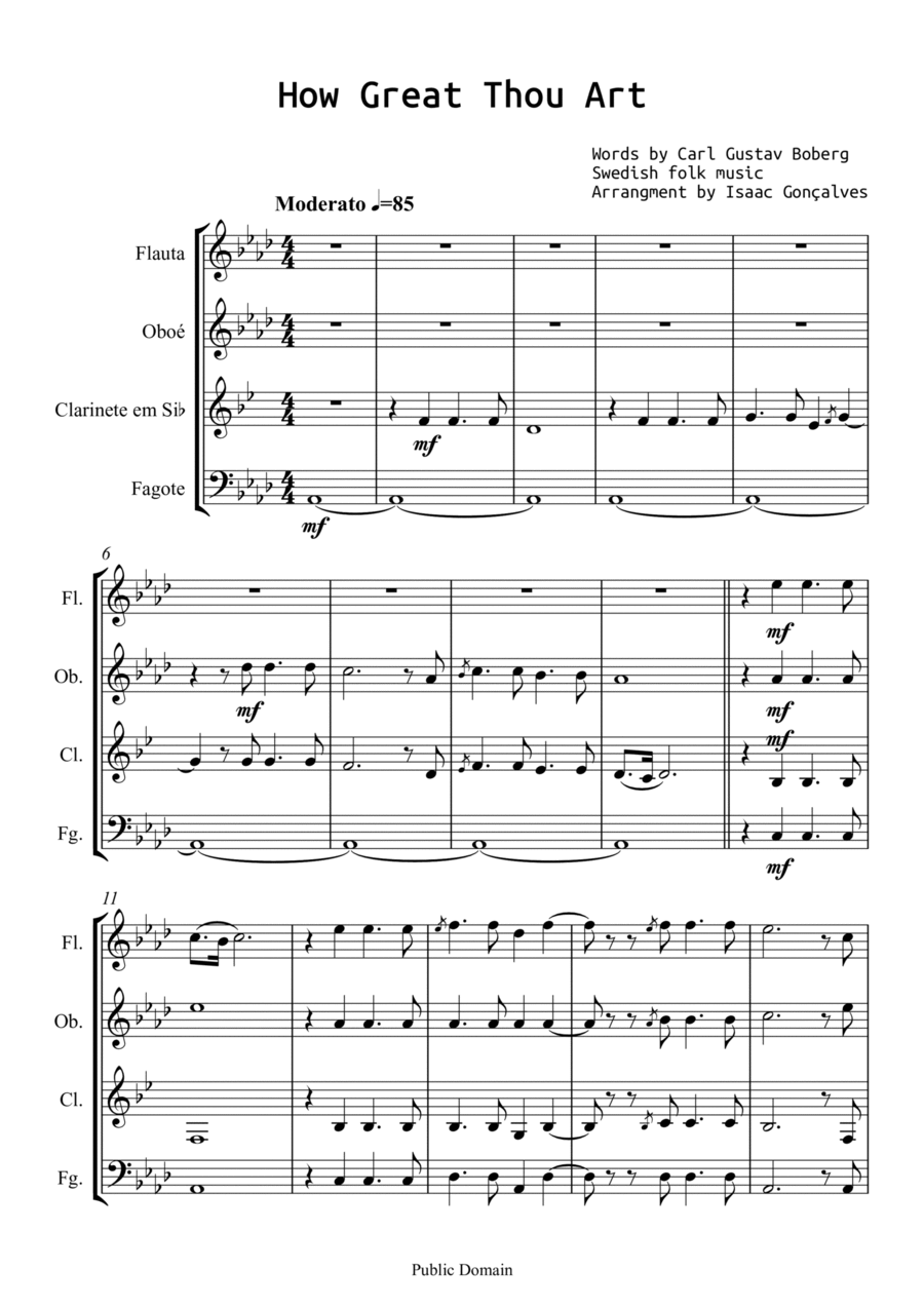How Great Thou Art Woodwind Quartet scores gallery preview page 1