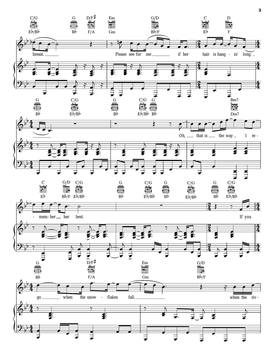 Girl From The North Country Piano, Vocal, Guitar scores gallery preview page 3