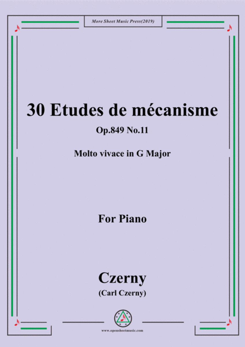 Czerny-30 Etudes de mécanisme,Op.849 No.11,Molto vivace in G Major,for Piano image number null