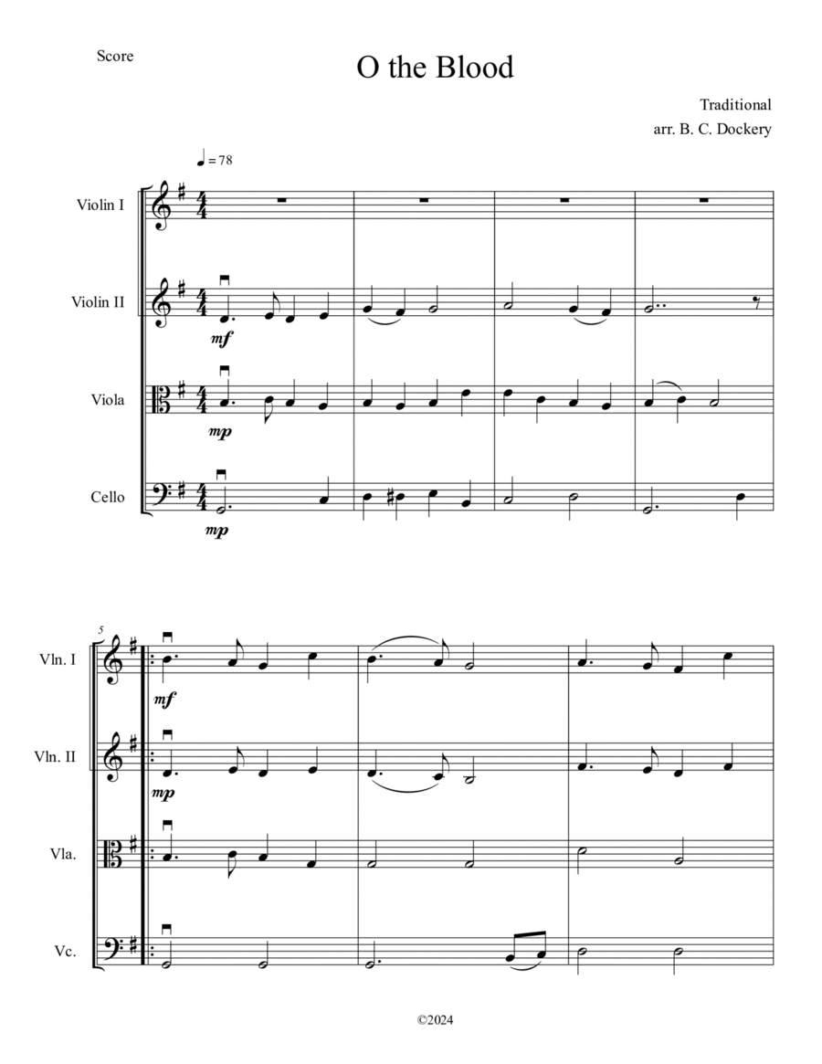 O The Blood (String Quartet) String Quartet scores gallery preview page 1