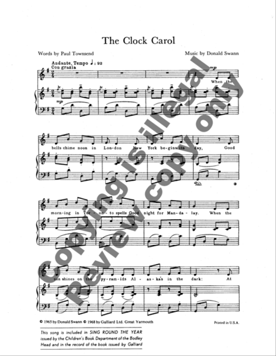The Clock Carol The Clock Carol Unison Choir scores gallery preview page 6