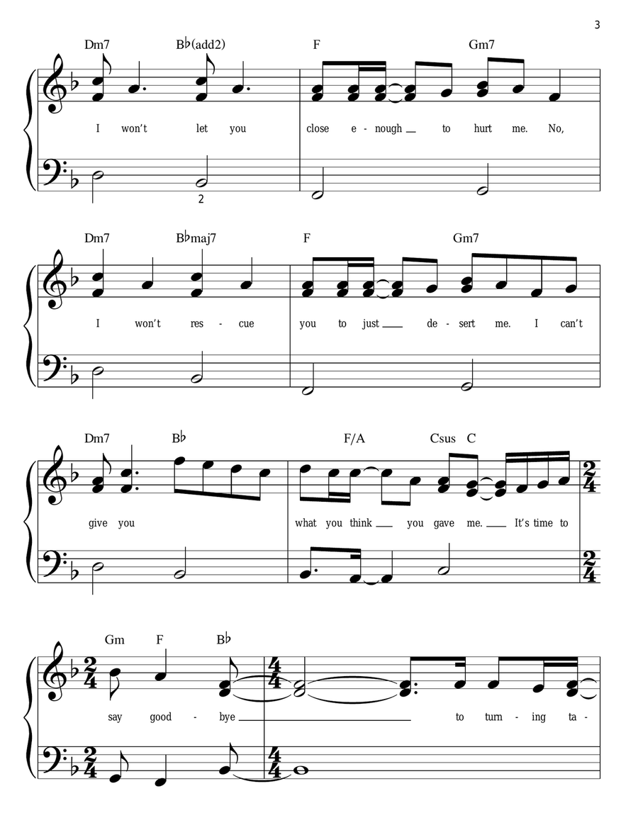 Turning Tables Easy Piano scores gallery preview page 3