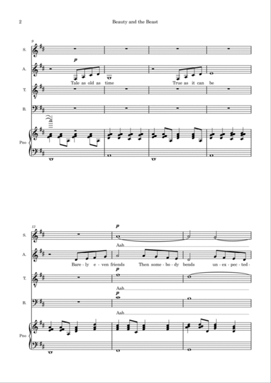 Beauty And The Beast Beauty And The Beast 4-Part scores gallery preview page 2