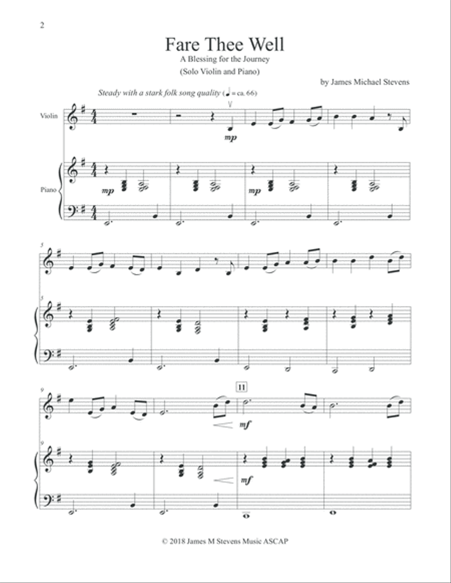 Fare Thee Well - Violin and Piano Duet Violin Solo scores gallery preview page 2