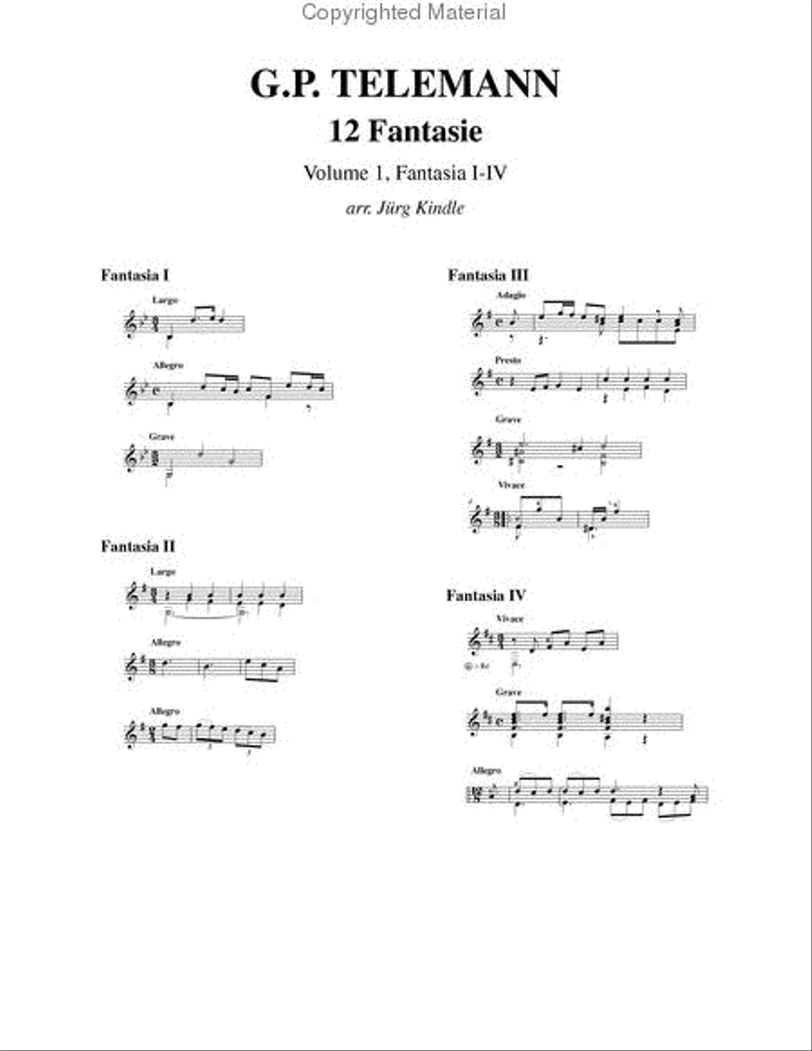 12 Fantasie, vol. 1, Fantasia I-IV Classical Guitar scores gallery preview page 2