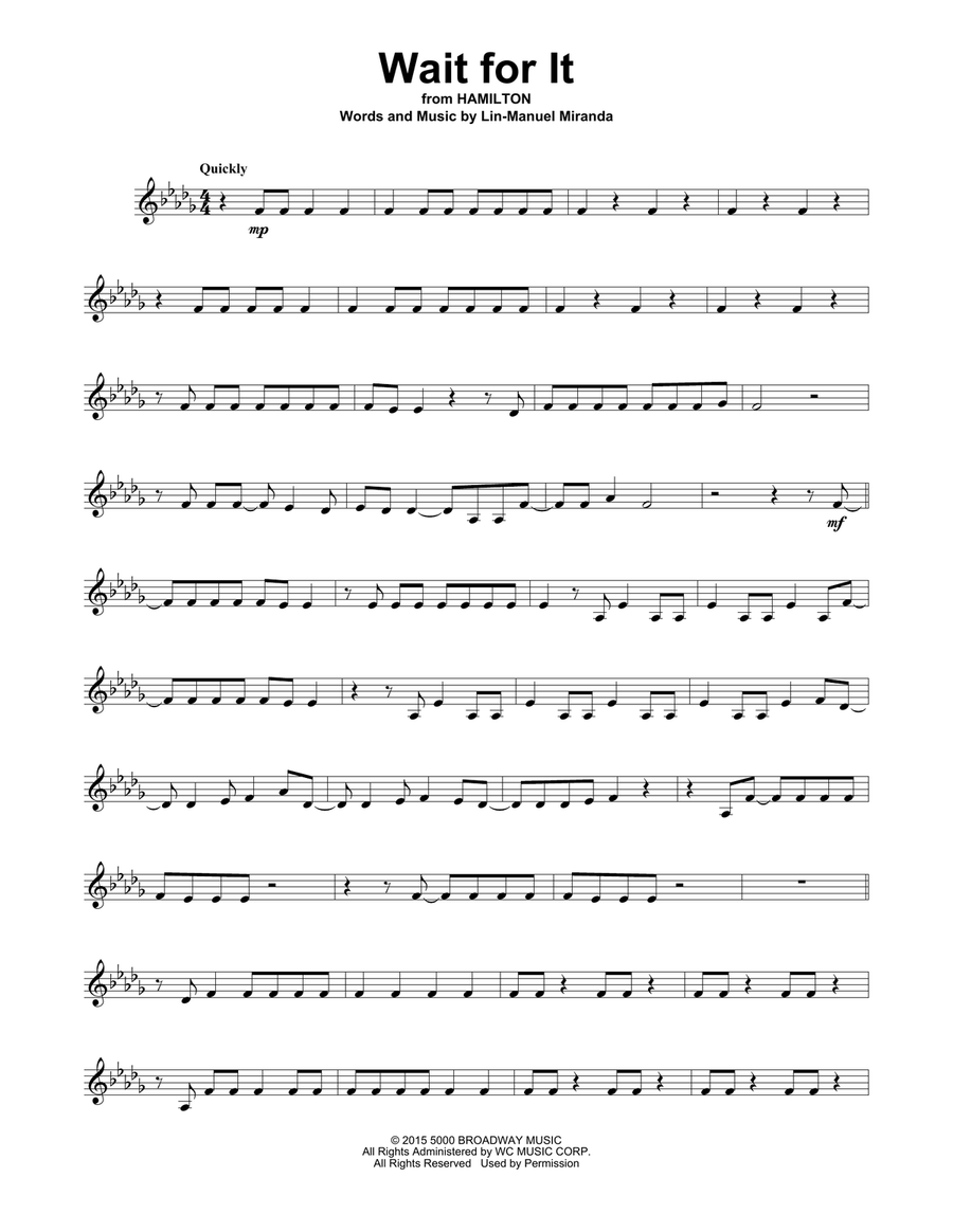 Wait For It (from Hamilton) Violin Solo scores gallery preview page 1
