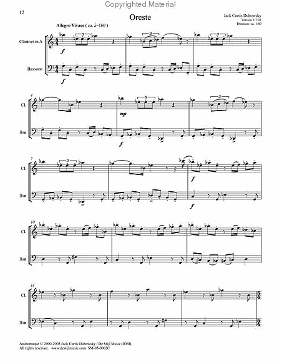 Andromaque : Six Bongatelles (Clarinet in A/Bassoon) Woodwind Duet scores gallery preview page 4