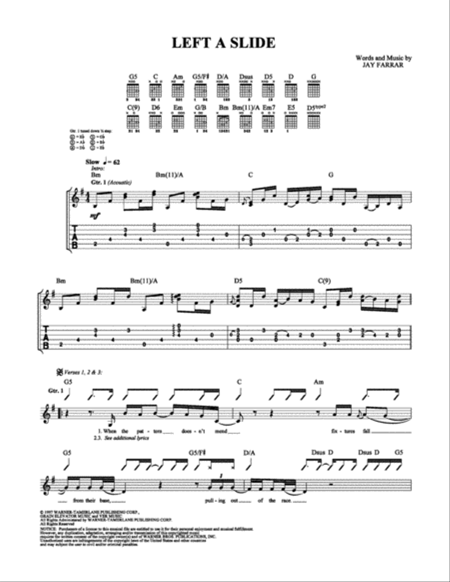 Left a Slide Left a Slide Electric Guitar scores gallery preview page 1