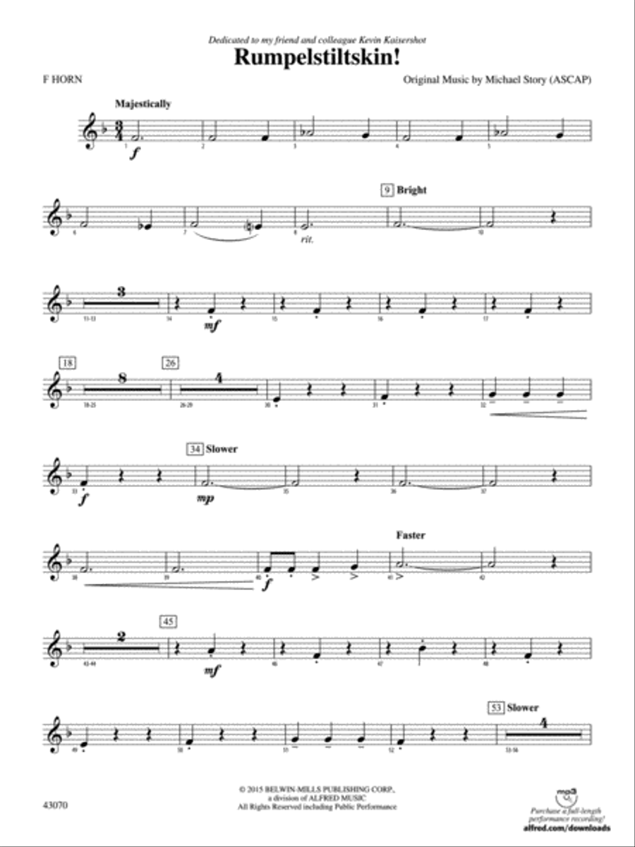 Rumpelstiltskin!: 1st F Horn Concert Band scores gallery preview page 1