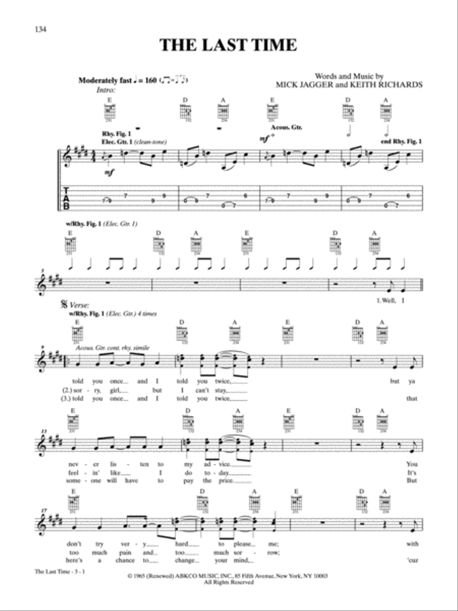 The Last Time The Last Time Guitar Tablature scores gallery preview page 1