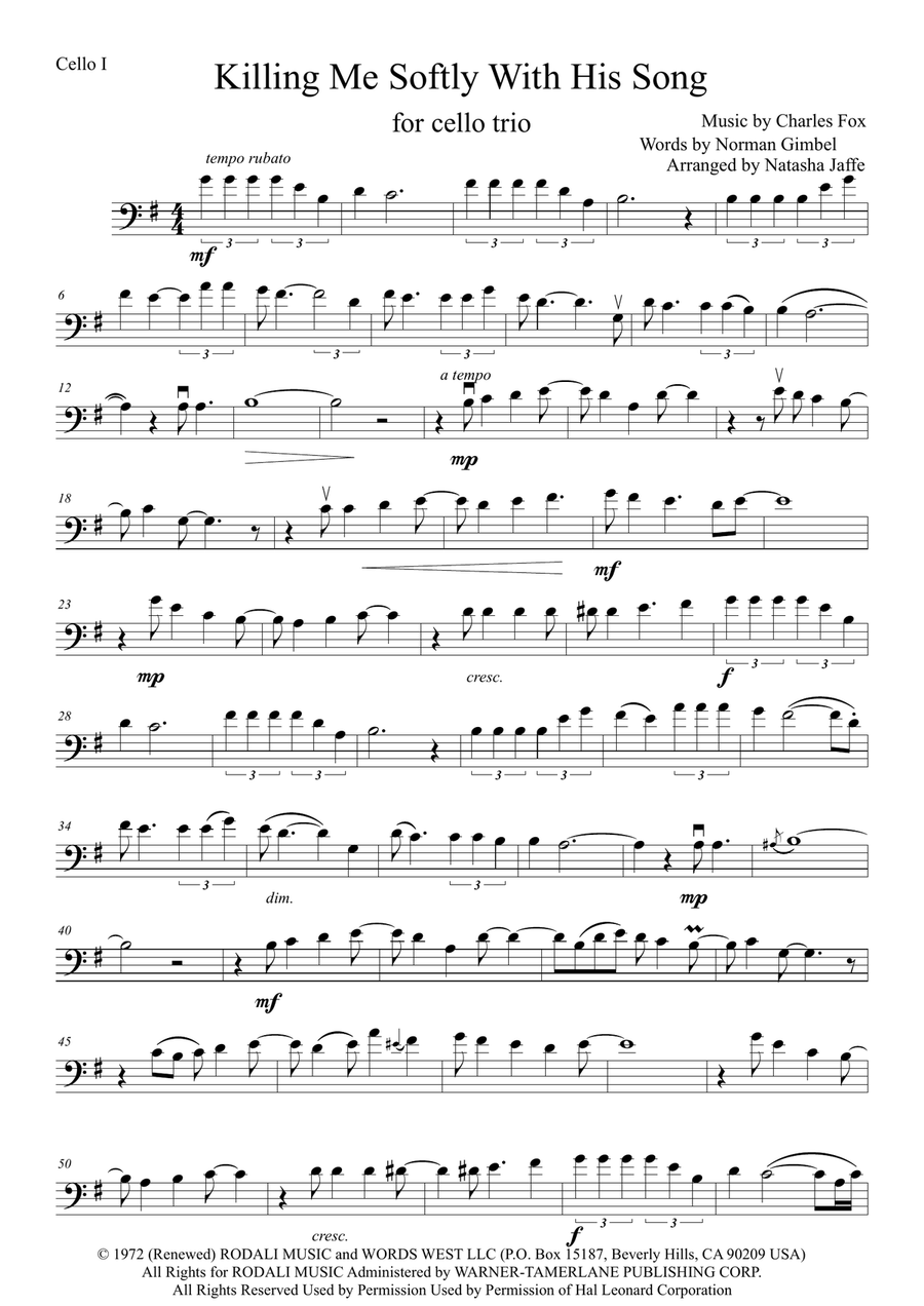 Killing Me Softly With His Song String Trio scores gallery preview page 1