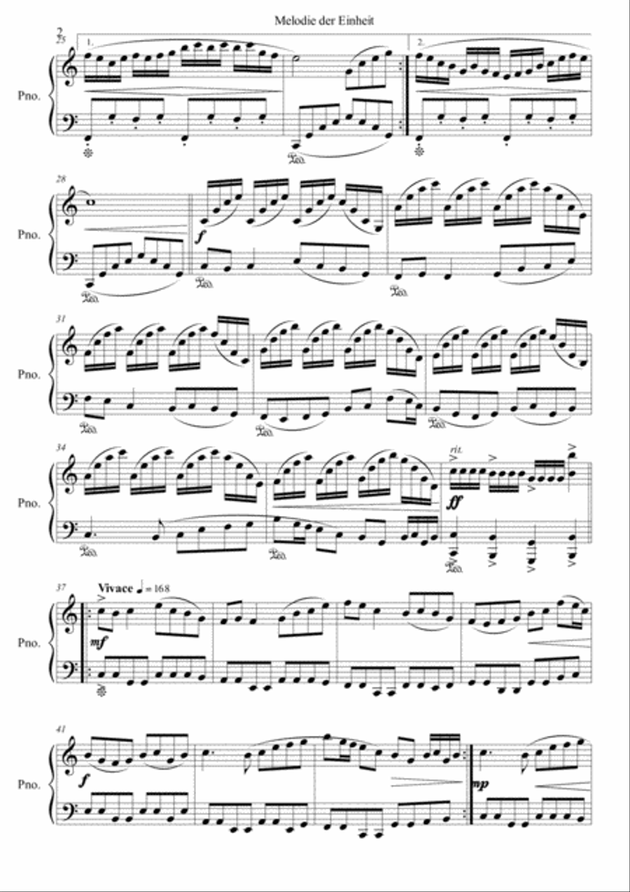 Melodie der Einheit Piano Solo scores gallery preview page 2
