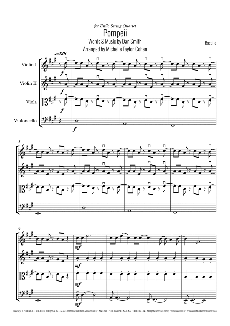 Pompeii String Quartet scores gallery preview page 1