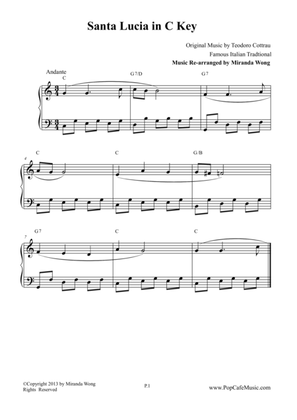 Santa Lucia - Piano Solo in C Key