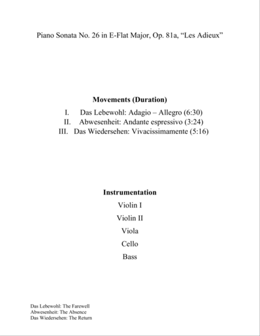 Les Adieux Sonata String Orchestra scores gallery preview page 2