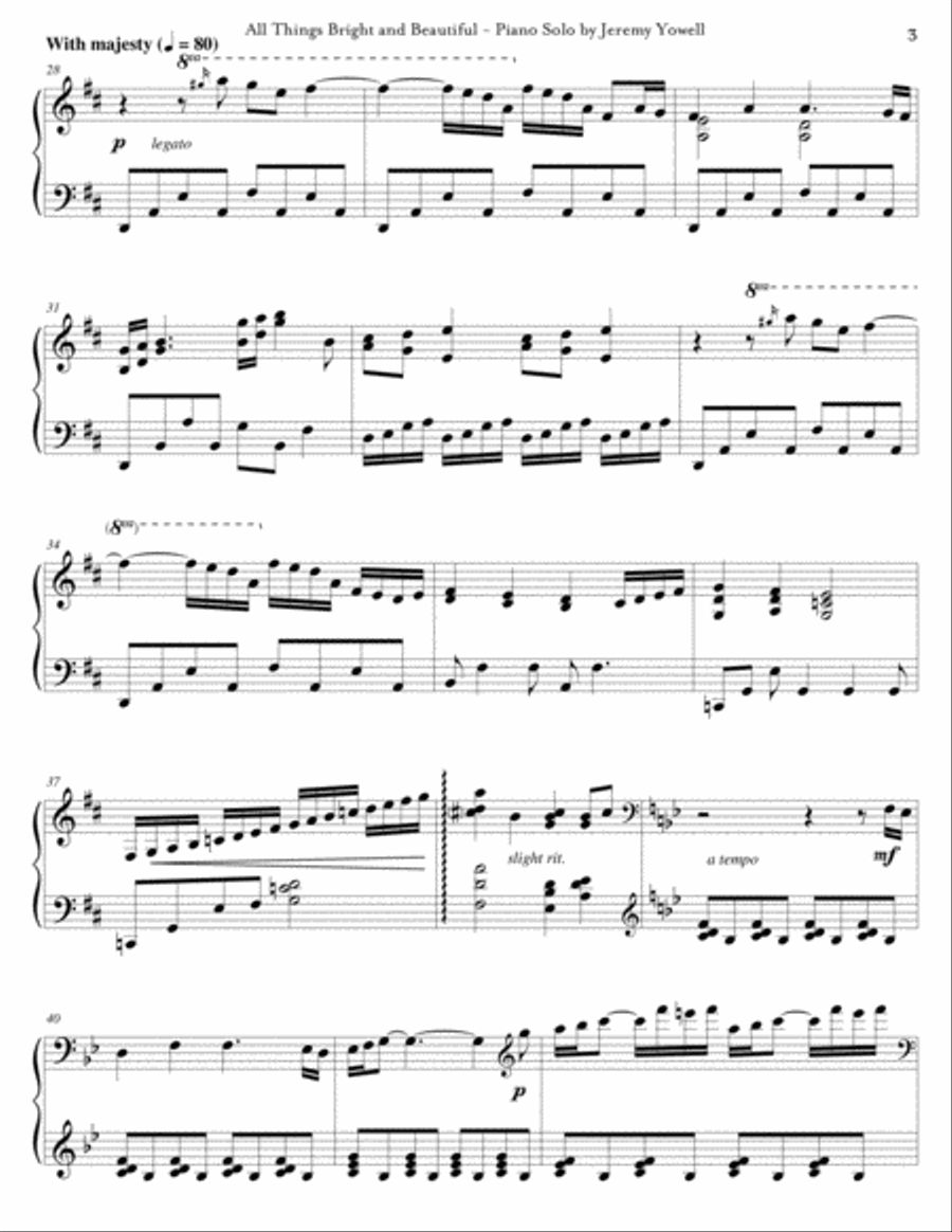 All Things Bright and Beautiful Piano Solo scores gallery preview page 3