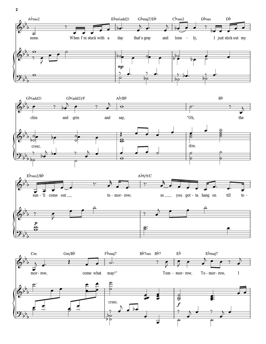 Tomorrow Piano, Vocal scores gallery preview page 2