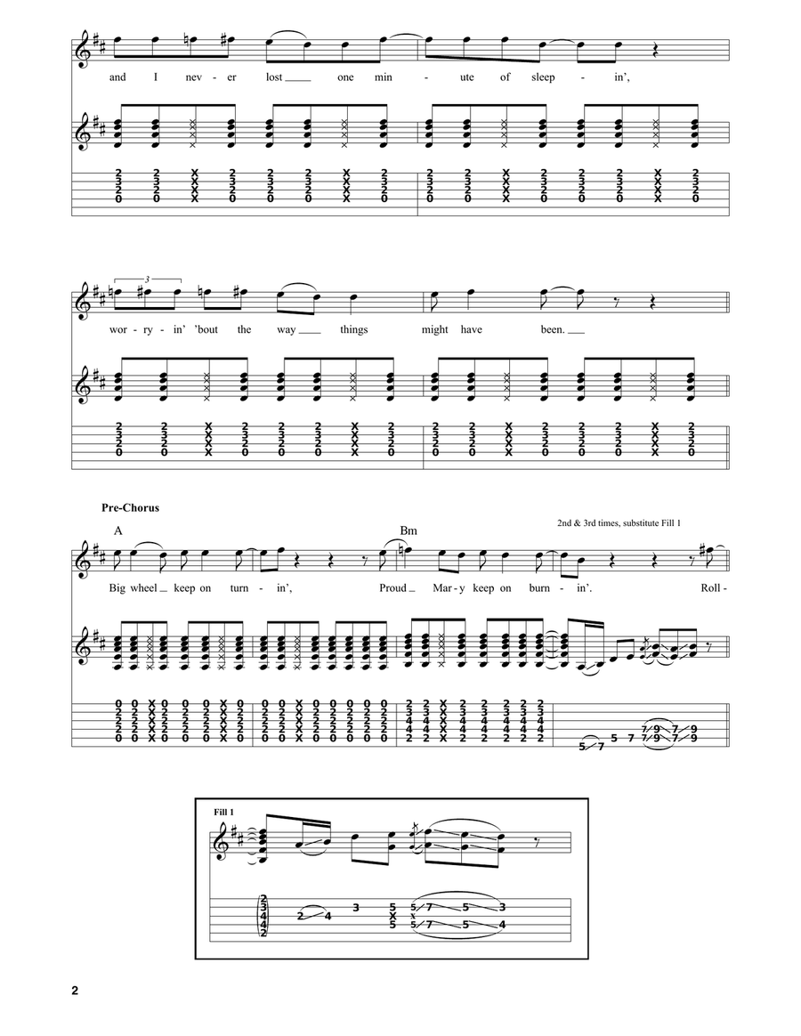 Proud Mary Acoustic Guitar scores gallery preview page 2